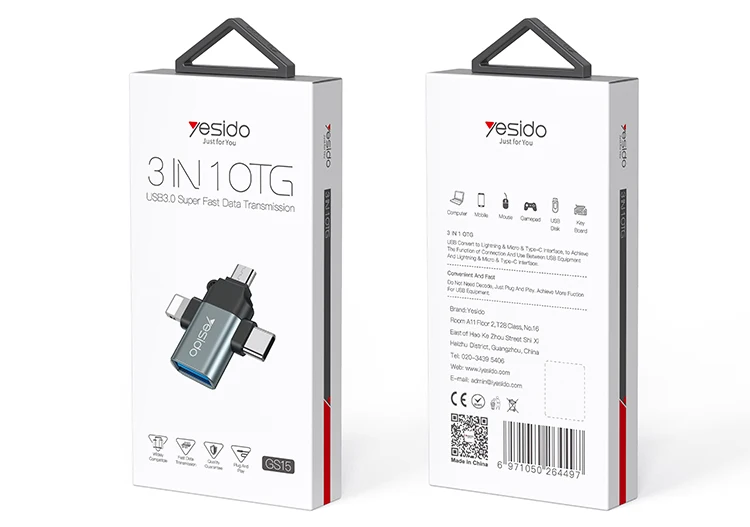  Адаптер 3 в 1 с Usb на Type C Micro 8Pin Otg адаптер 0 для Iphone Lightning