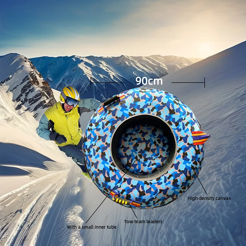 Ski Resort ski slope custom color 90cm Winter Playground Equipment with handle kid snow tube heavy duty