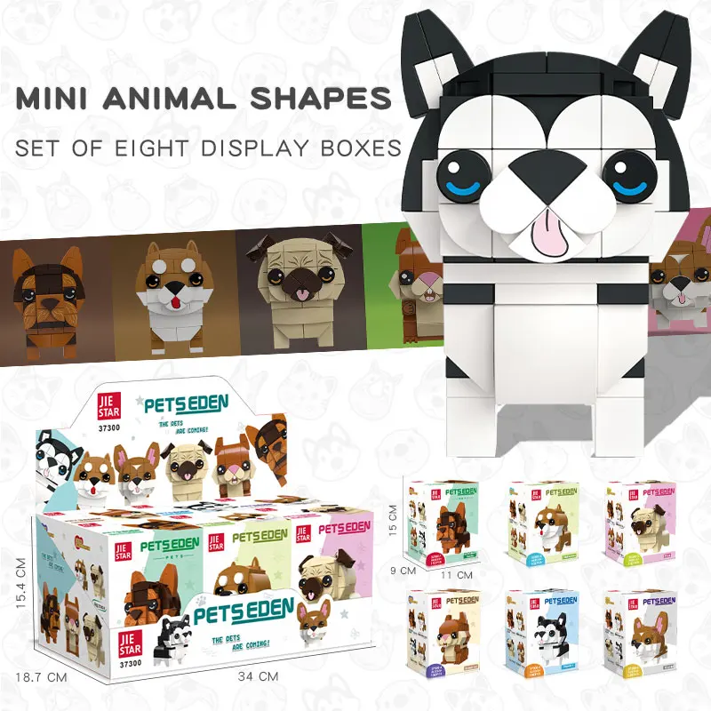 JIESTAR 661 Pcs 6 Styles Mixed Small Cute Dog Puppy Animal Figure Building Block 2023 Novelty Gift Set For Kids 6 Plus Years Old
