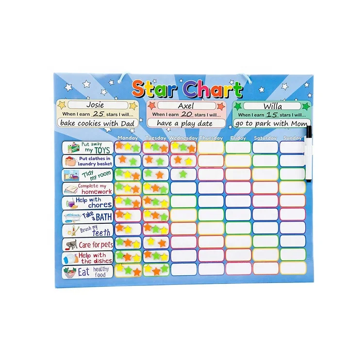 hot sells high quality educational magnet toy  Customs Reward Star Chart board for children 400*320mm