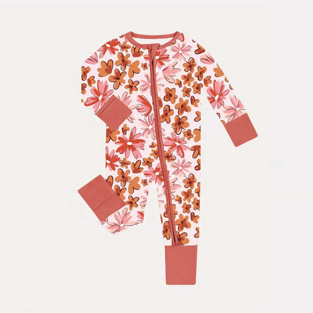 Vintage Lavender Greenery and Herbs Jumpsuits and Rompers Bamboo Baby Zipper