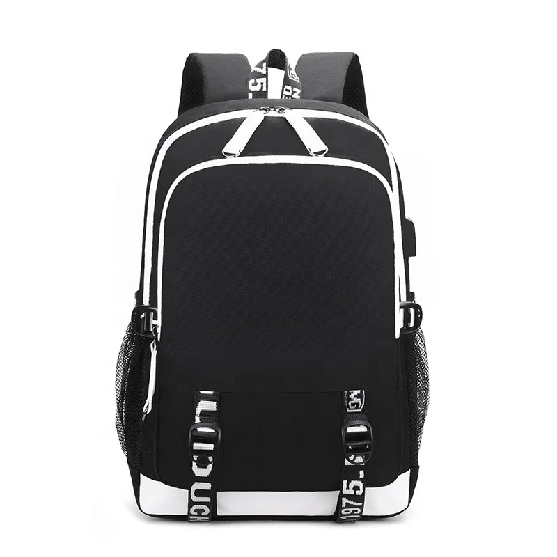 New arrival hot college bags simple style black travel backpack usb charge school backpack laptop