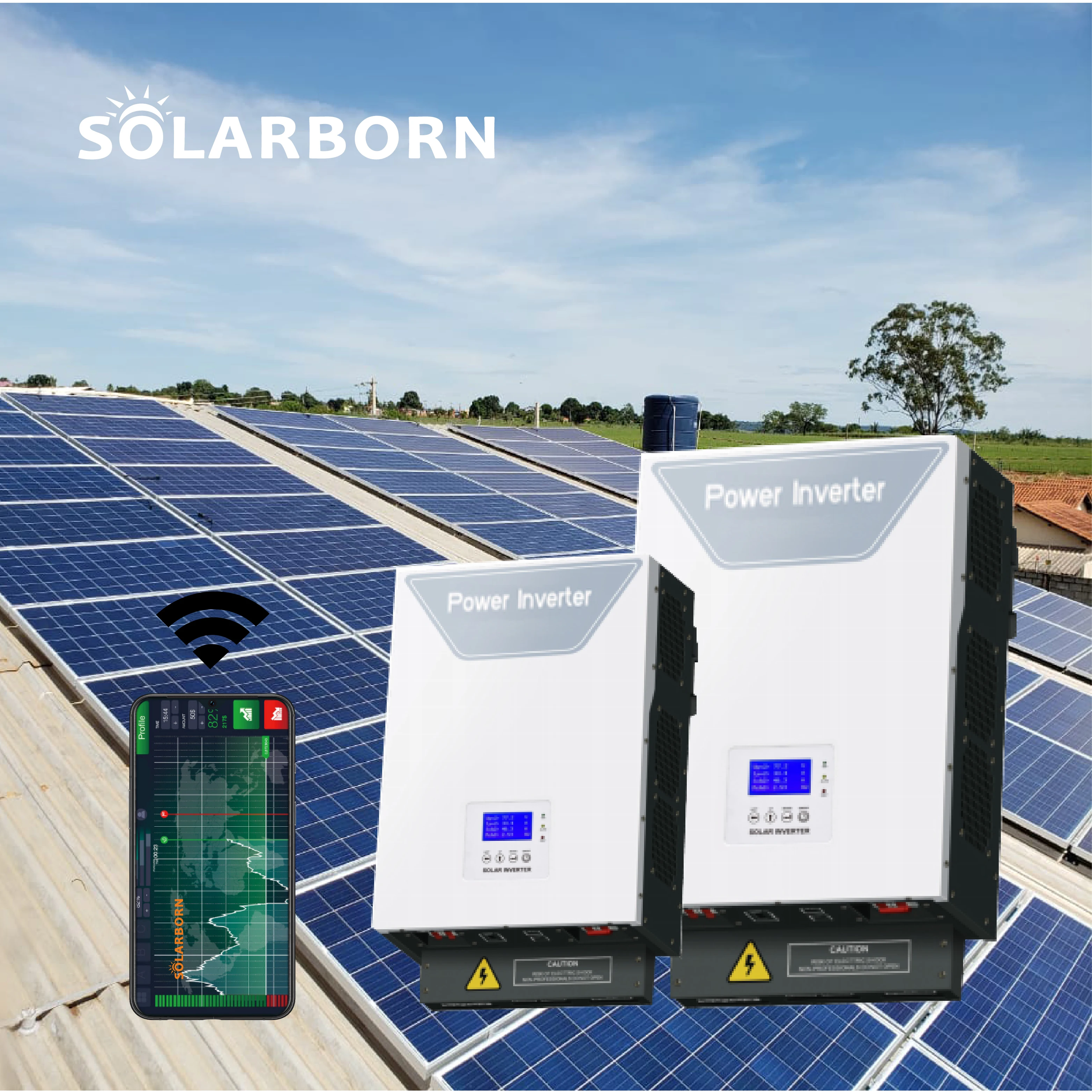 
Solarborn Cheapest panel inverter dc to ac 5kw 3000w frequency mppt charger 3000w hybrid12v 220v battery power solar inverters 