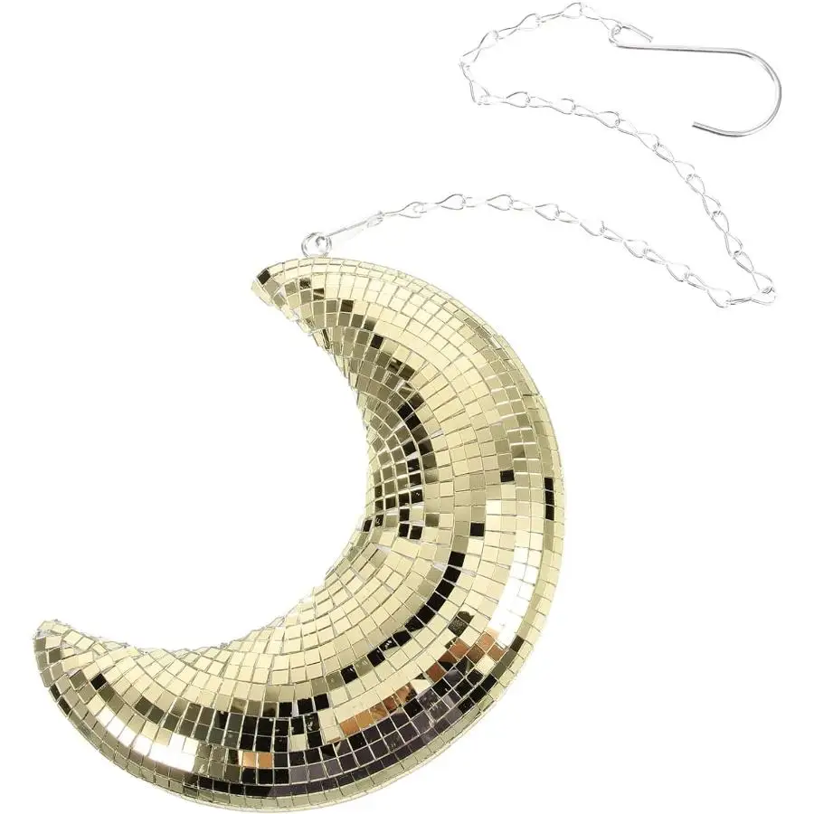Moon Disco Ball Moon Shaped Hanging Mirror Ball with Chain for Bar Ktv Dj Club Stage Home Wedding Birthday Party Ornament