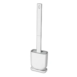 Silicone Plastic Toilet Brush Set Toilet Bowl Brush Bendable Head to Clean Corner Easily Floor Standing Holder & Wall Mounted