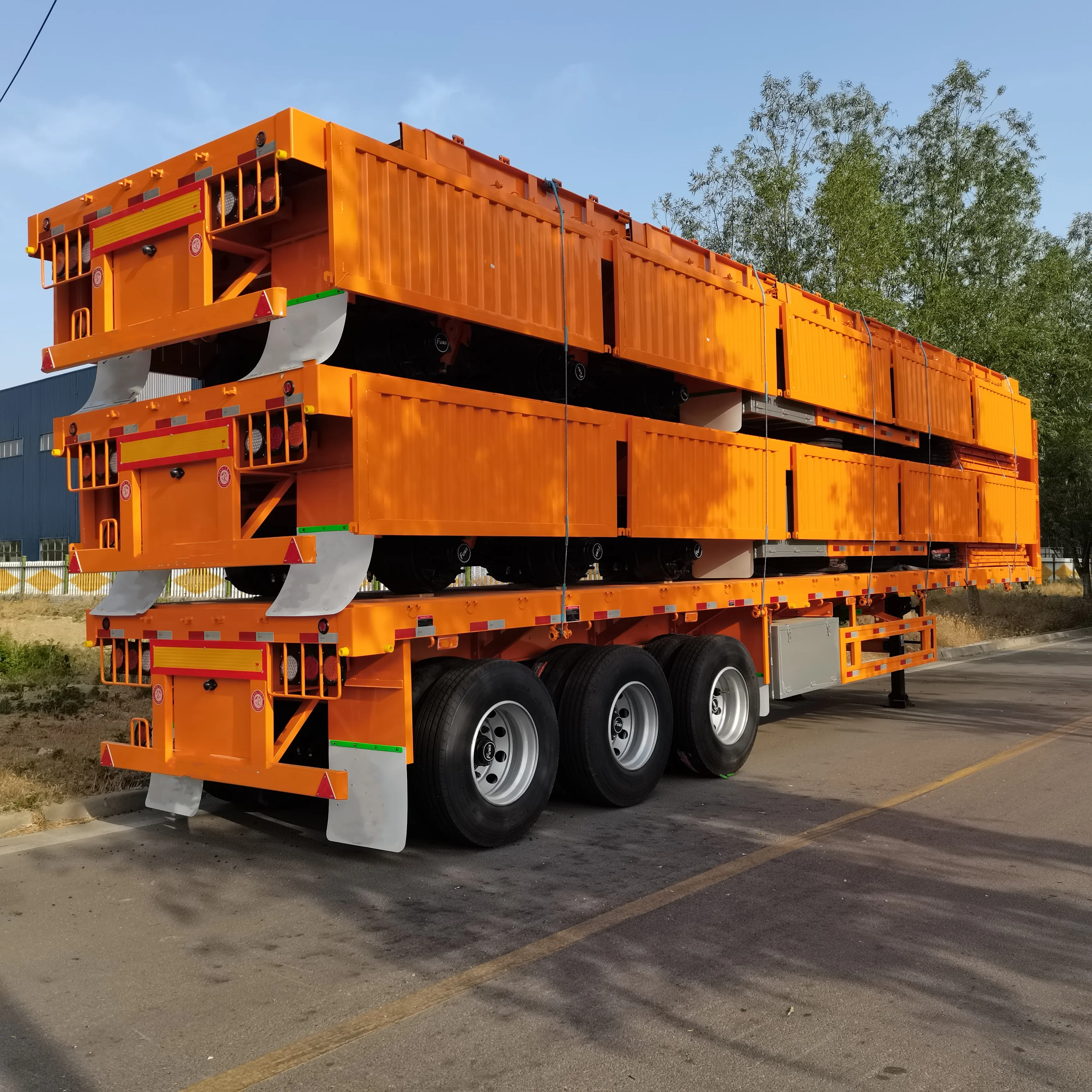 Stake semi trailer 40ft 60 tons flat bed cargo trailer side panels 4 Axle flatbed side board semi trailer