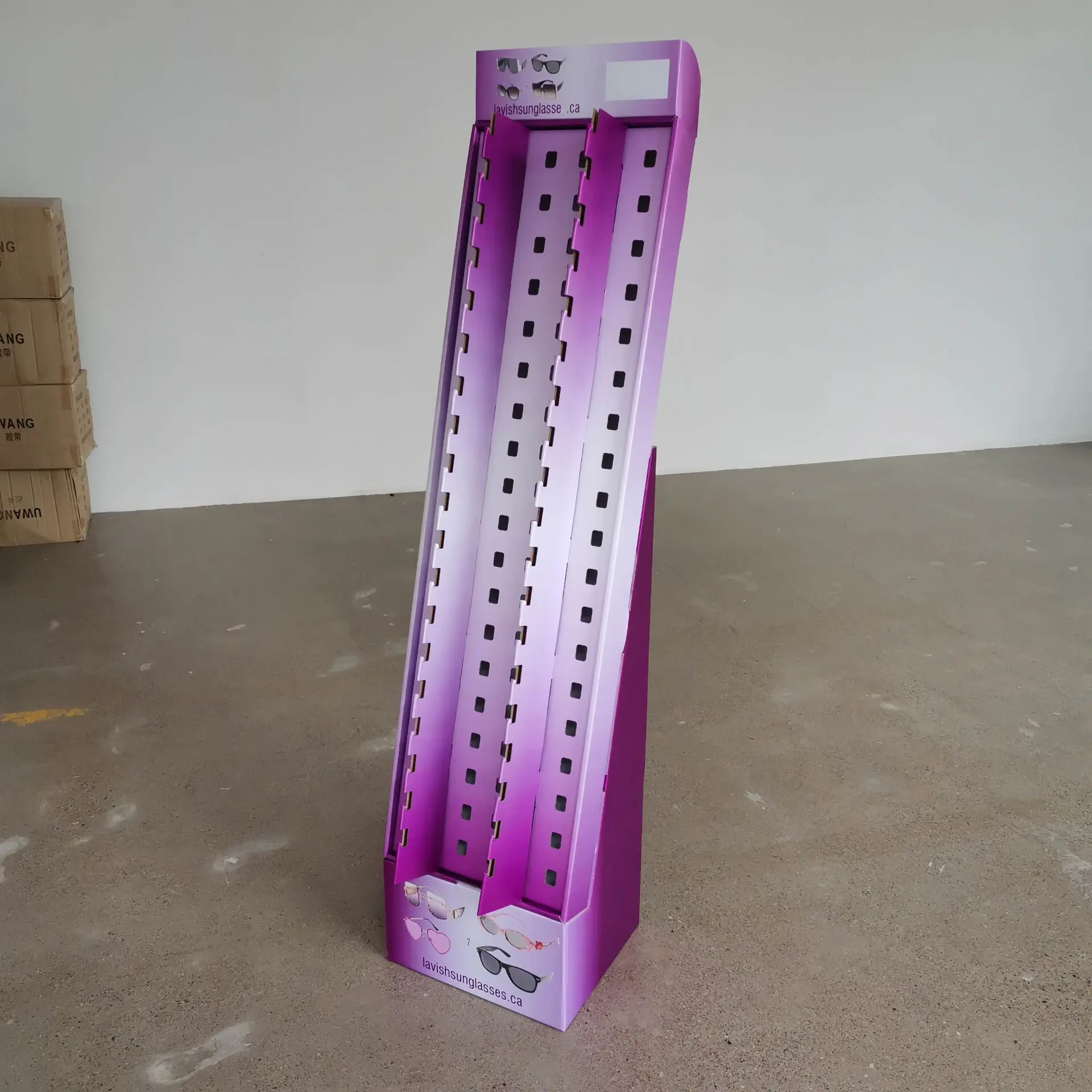 Retail Optical Shop Floor Rotating Paper Sunglasses Rack Display Shelf Stand Glasses Cardboard Display