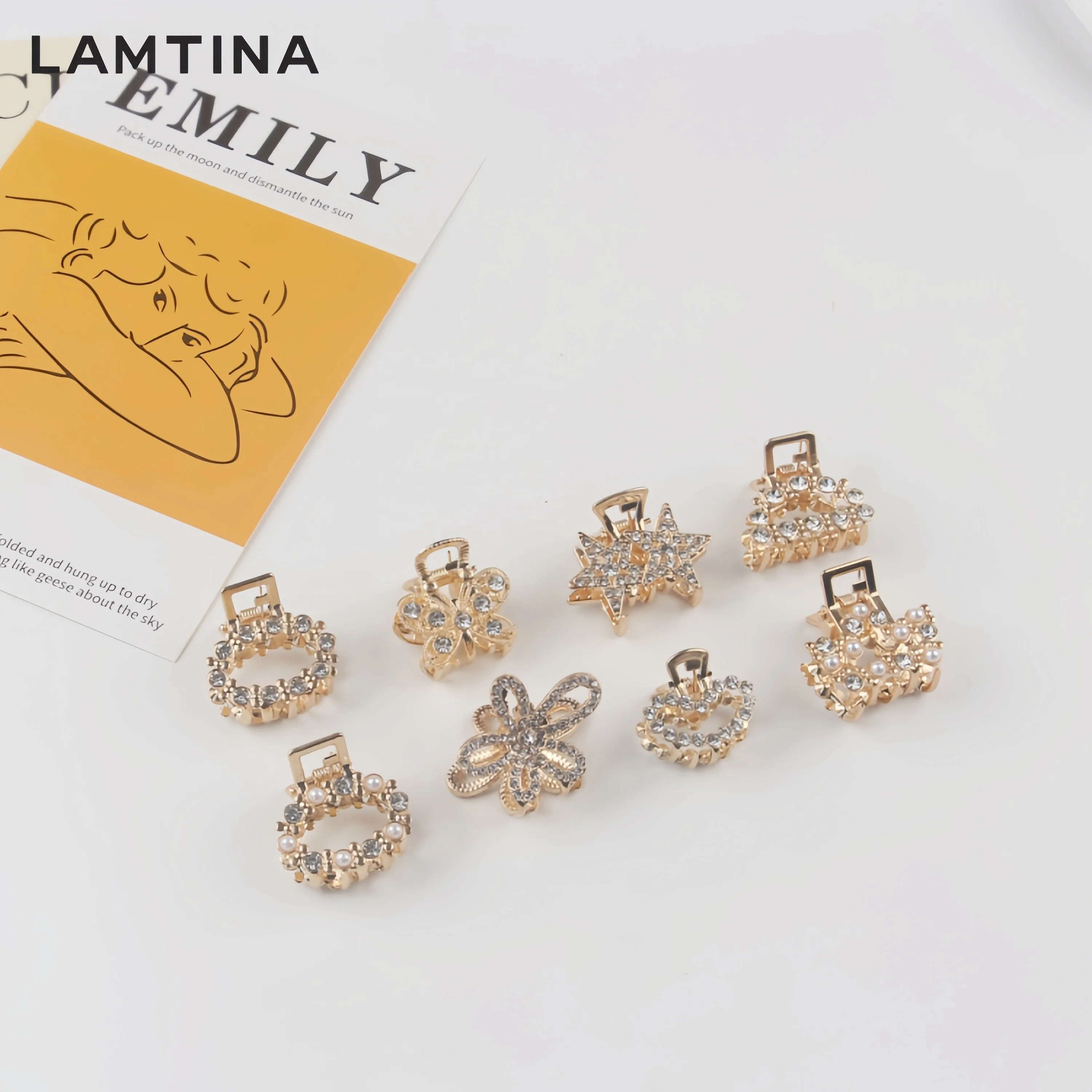 New Fashion Ponytail Metal Hair Clip Star Butterfly Flower Heart Mini Pearl Rhinestone Retro Alloy Hair Accessories