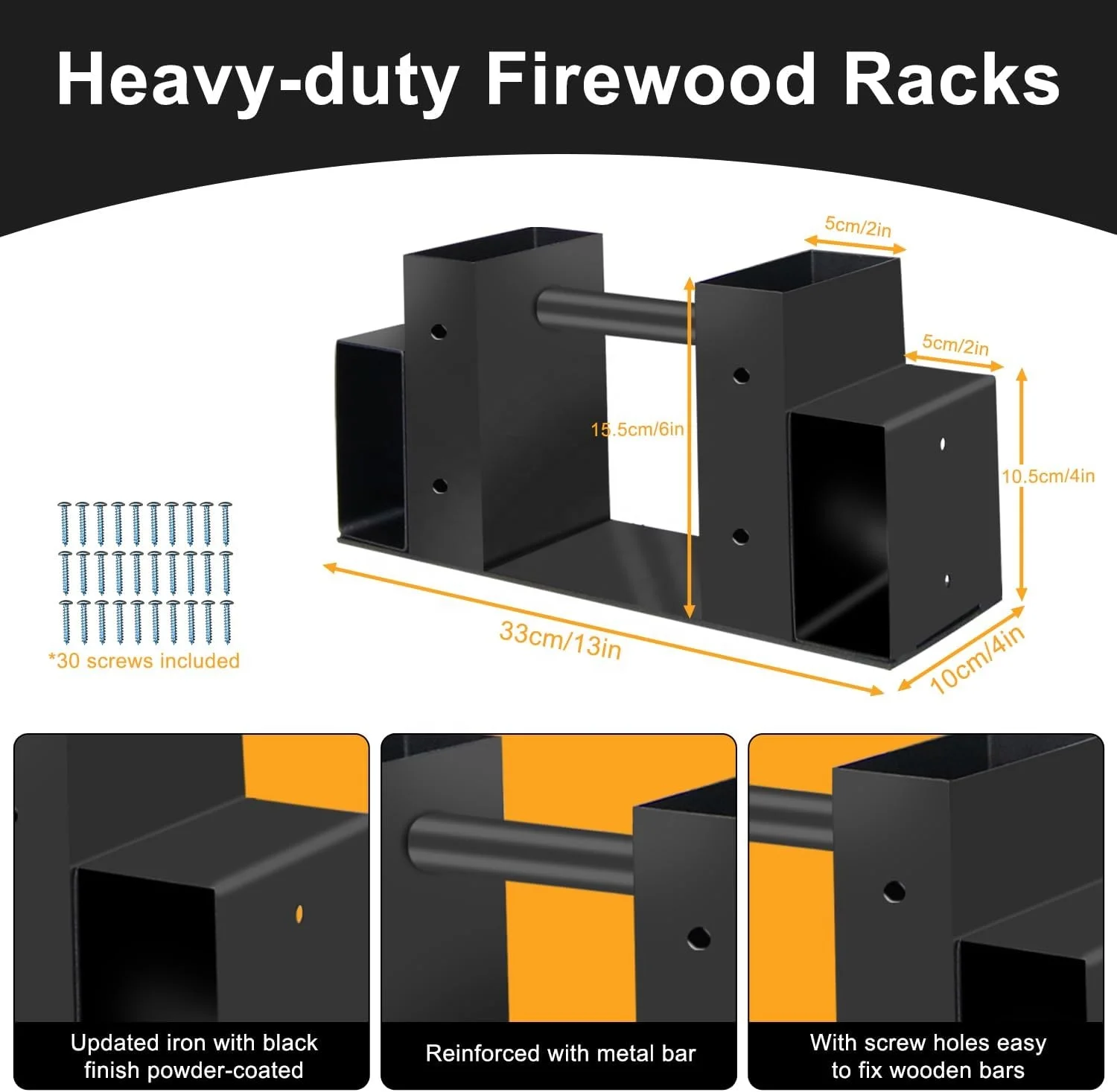 2 PCS Firewood Rack for Outdoor Firewood Storage Metal Lumber Storage