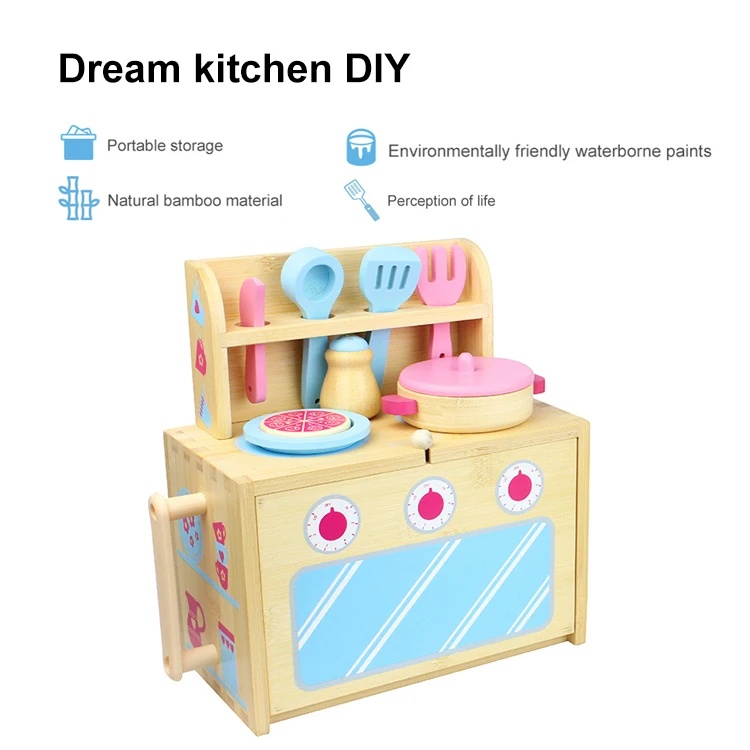 UDEAS Children kid pretend to play home wooden kitchen toy set for boys and girls
