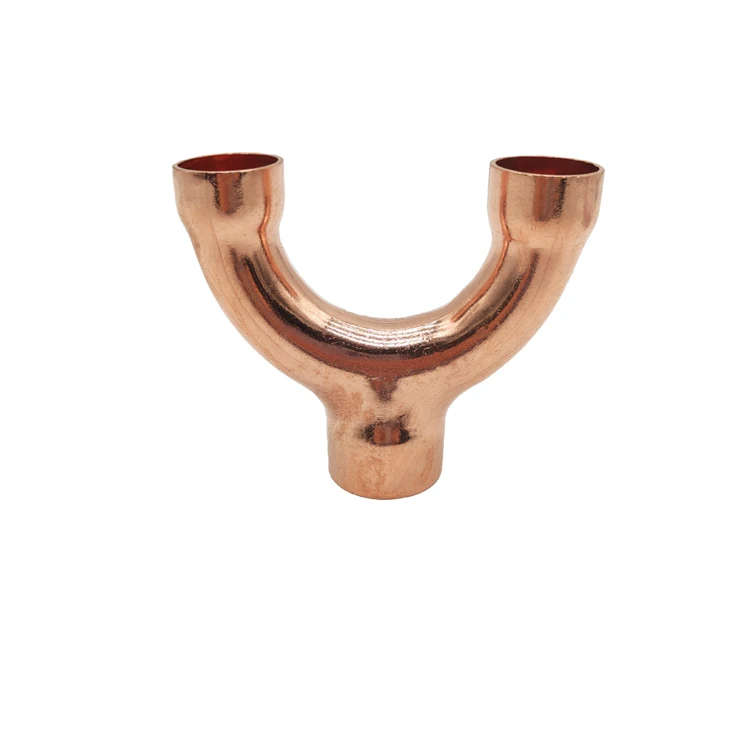 High quality Air conditioner parts copper Tube Tee pipe fittings Chinese supplier directly supply Copper fittings
