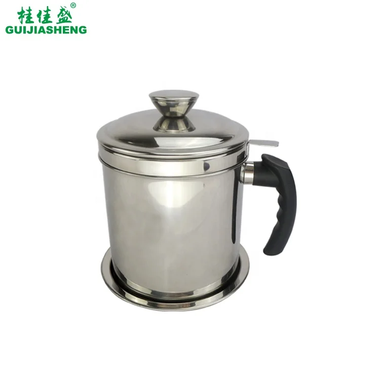 Bulk Selling Kitchen Oil Filter Separator Keeper Bacon Grease Container Stainless Steel Mug With Pouring Spout and Strainer Mesh