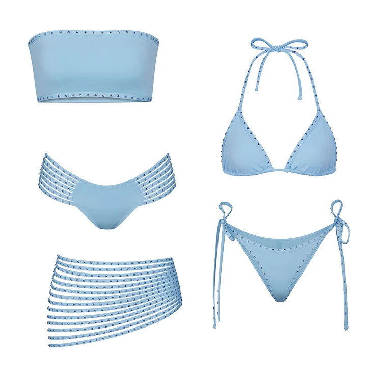 Custom Logo Rhinestone Bikini Swimwear Beachwear Bathing Suits For Women Designer Bikinis Active two-piece Swimsuit Sets 2023