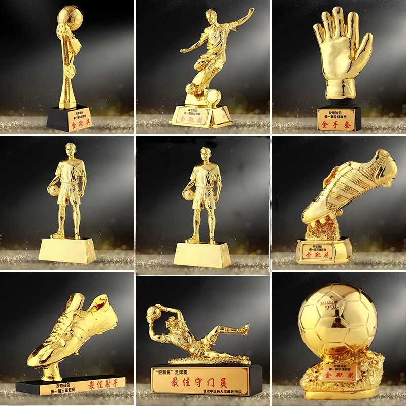 Cheap New Design Resin Trophy 2023 Personality Custom Resin Soccer Trophy Factory Golden Boot Football Winner Cup Trophy