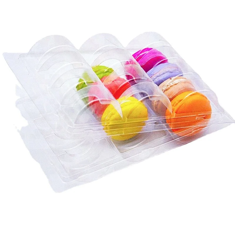 Big Size 35 Holes Plastic Macaron Clear Pet Tray Inner Round Macaron Cookie Packaging Gift Boxes With Plastic Tray