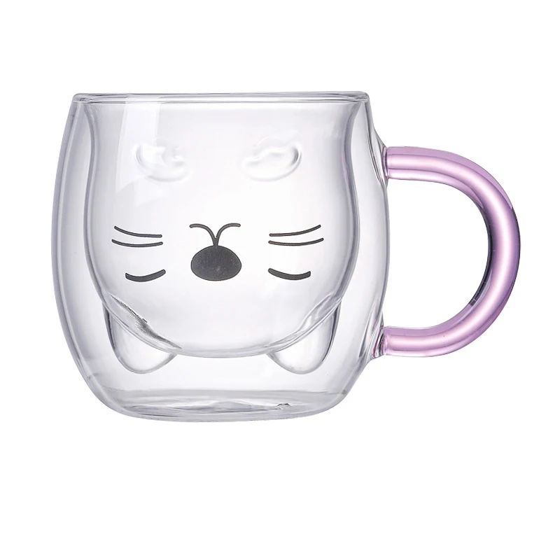 Factory Price 240ml Milk Tea Cups High Borosilicate Glass Insulated Mug Double Wall Glass Cup