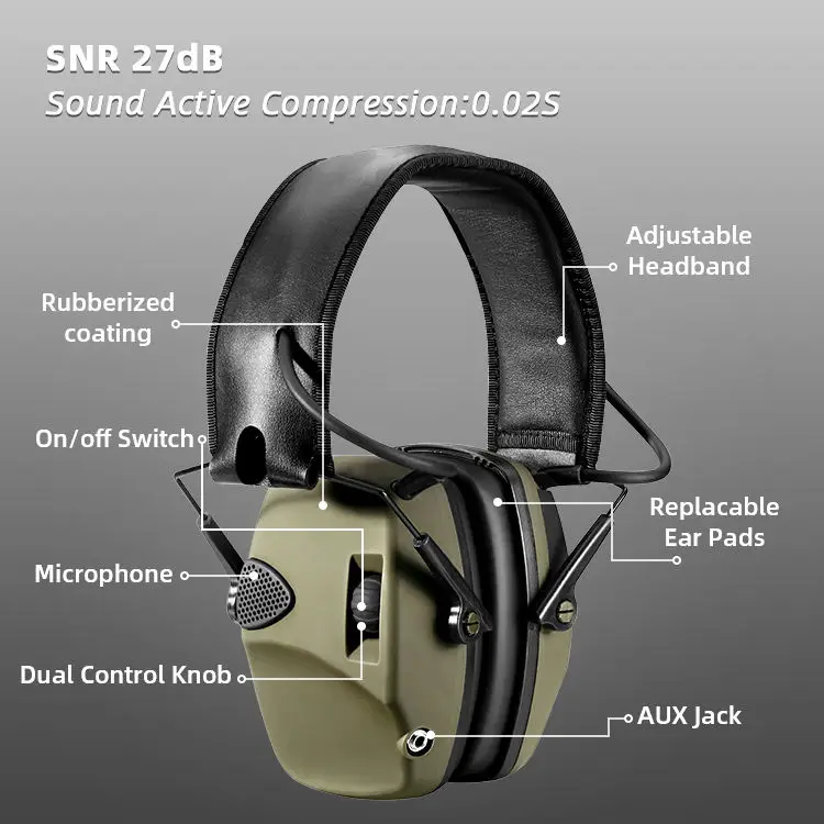 Electronic Earmuff Tactical Ear Protection Tactical Headphone Shooting Earmuff Shooting Hearing Protection
