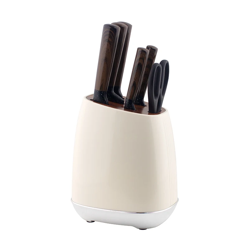 stainless steel 6 pcs knife set plastic handle kitchen knife set knife kit wood handle with block