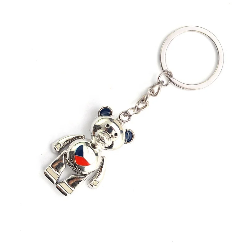 On Sale Factory Direct Metal Keychain Custom Praha Bear Keychain 3d Keychain