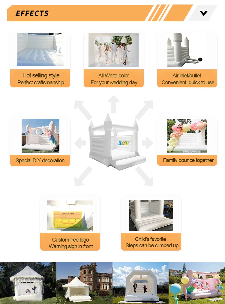Factory price wholesale white wedding inflatable bouncy castle/ moon bounce house/ inflatable jump castle bouncer for wedding
