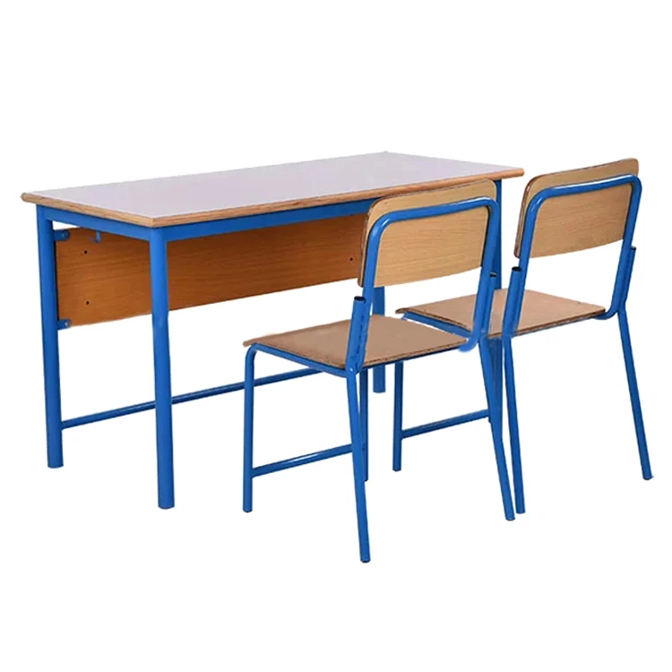 Solid Wood Classroom Table School Student Desk and Chairs Modern Steel Tube School Furniture Wooden 12mm Plywood 20 Sets