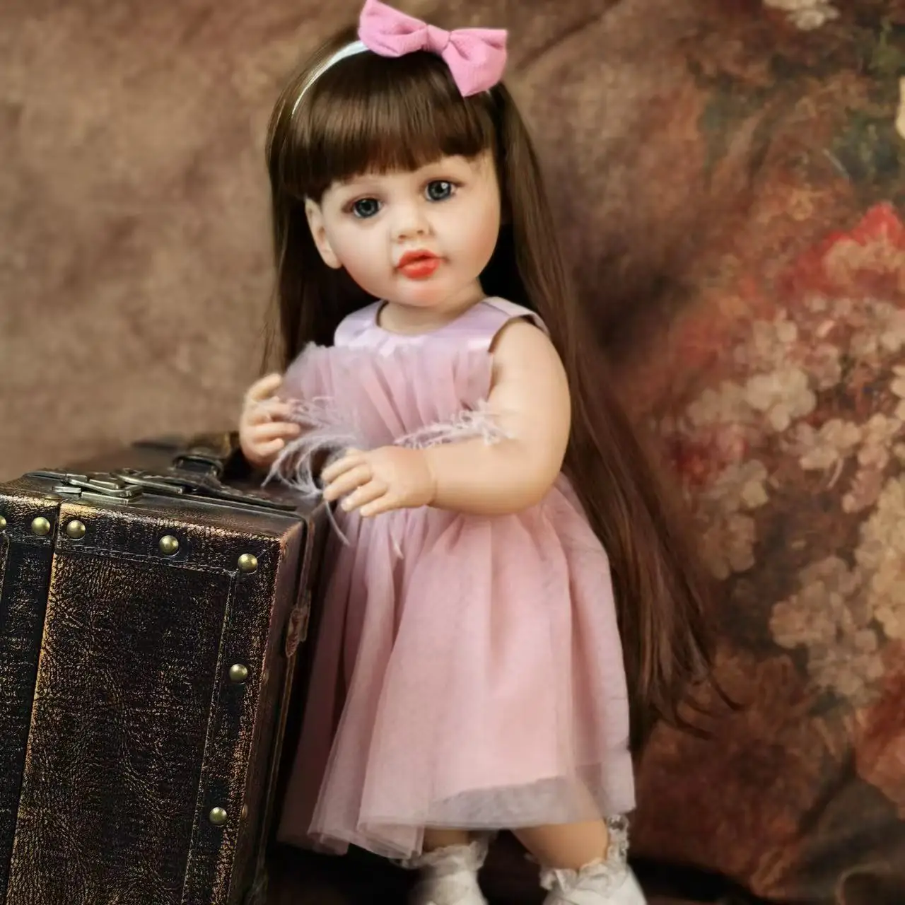 Reborn dolls silicone newborn baby girl luxury dress 55cm full silicone body baby toy for children christmas gift