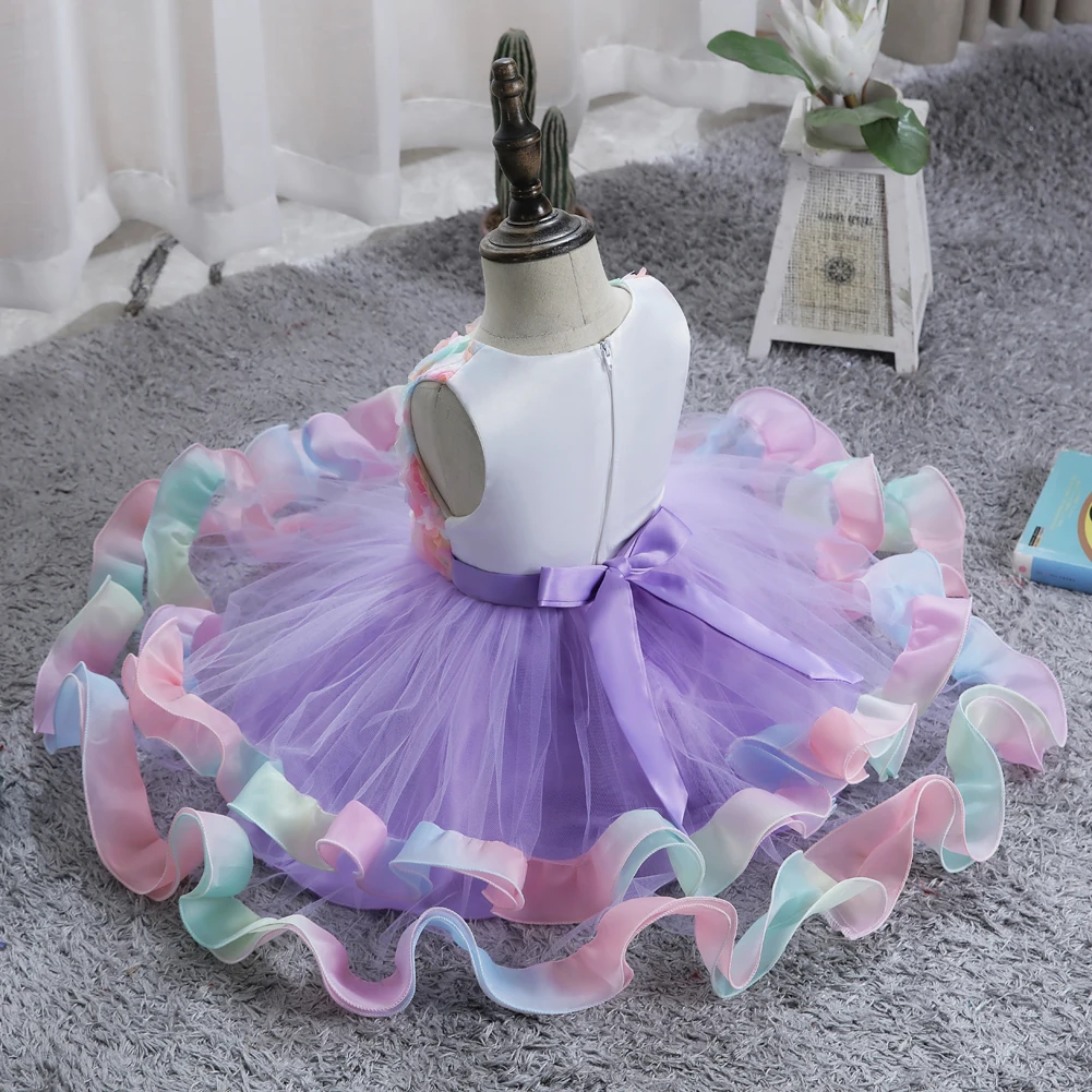 Wholesa new Pink Children Evening Dress for Girl 2-10 Year Flower Girls Tutu Dress for Wedding Elegant Girls Birthday Dresses