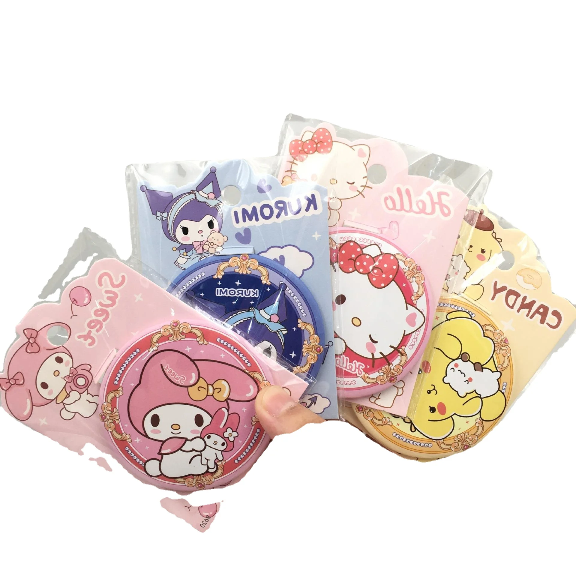YE556   Comic and animation sanriod mirror lovely  high appearance level  Kuromi Mymelody  Pompompurin KT portable round mirror