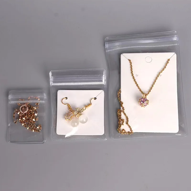 High Quality PVC Transparent Jewelry Storage Packaging Bag Thickened Dust/Oxidation Proof with Zipper for Earrings Necklaces