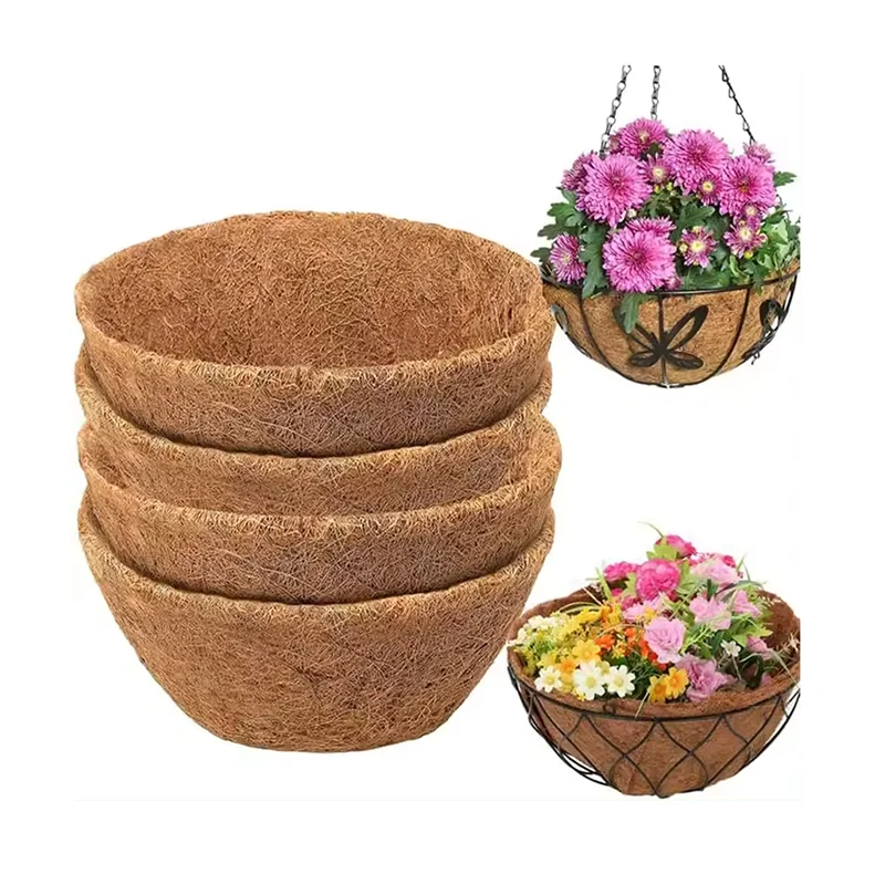 Custom Round Coconut hanging planter Palm flower pot Coconut pot Coir hanging pot for decoration