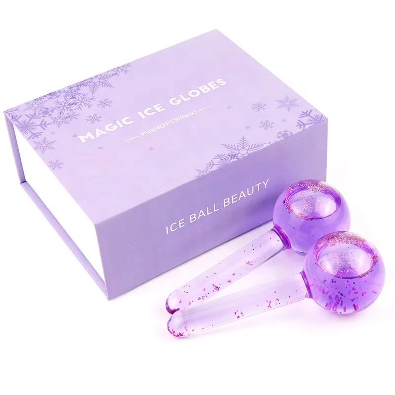 
Beauty Pink Glitter Blue Facial Massage Tools Private Label Ice Cooling Ice Eye Pink Ice Magic Globes For Face and Neck 