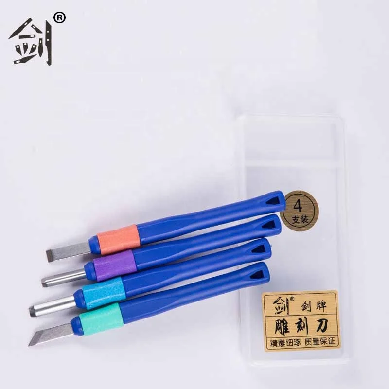 Sk2 Wood Carving Chisel 4pcs Plastic Handle Wood DIY Carving Knife For Carving