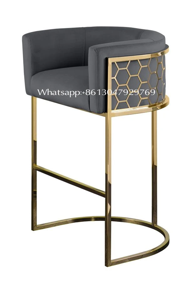 Cheap white velvet Bar Counter Stool Home Modern Minimalist Casual Cafe Furniture Gold Metal High Bar Chairs For Bar Table