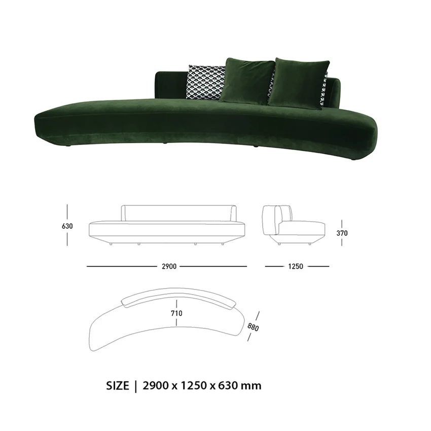 Nordic Designer Unique Banana Shape Curved Sofa Light Luxury Couch Living Room Furniture Moon Customizable Velvet Sofa