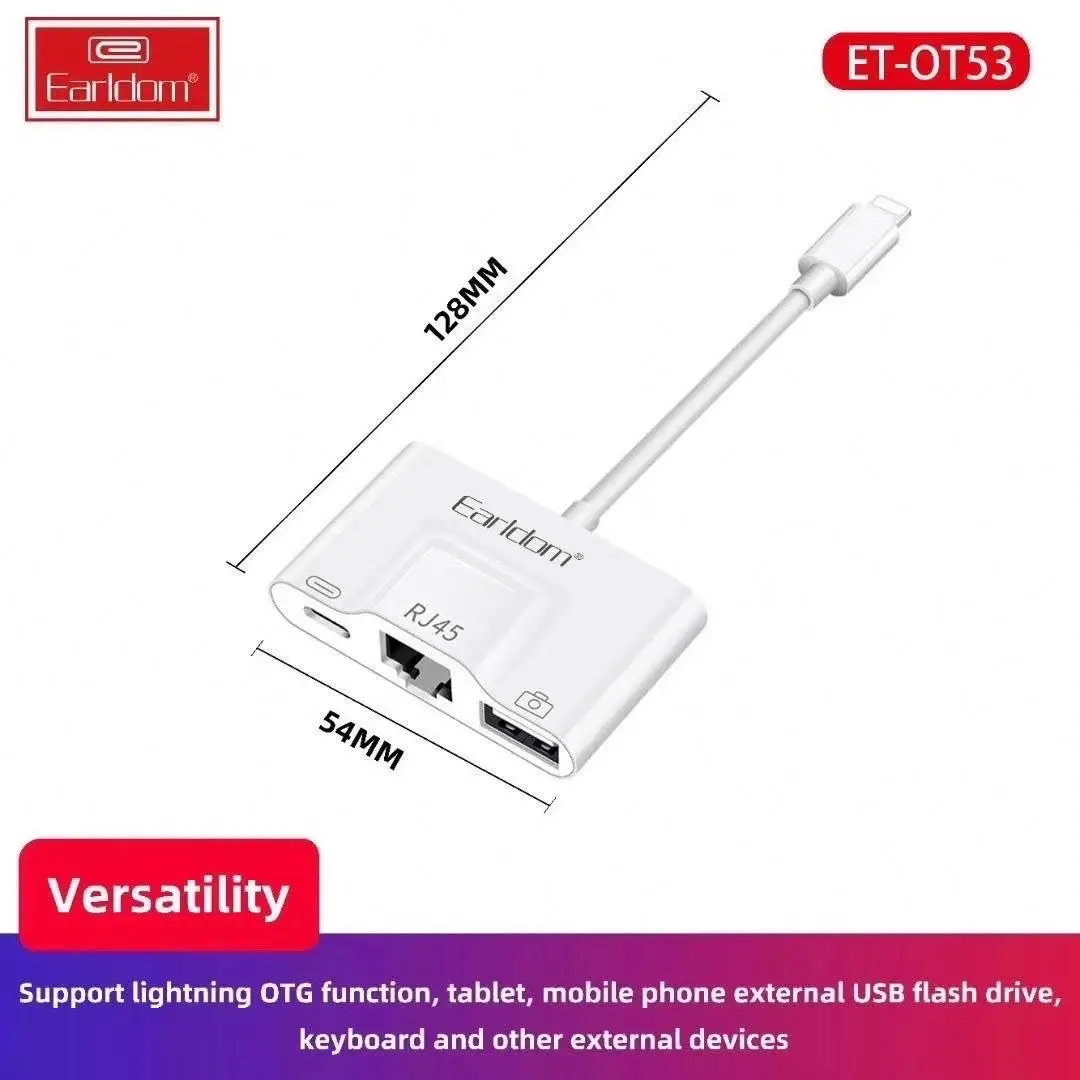 Earphone Charging Splitter Aux Adapter For Light ning to Rj45 Ethernet OTG Camera Adapter Card Reader for iPhone iPad