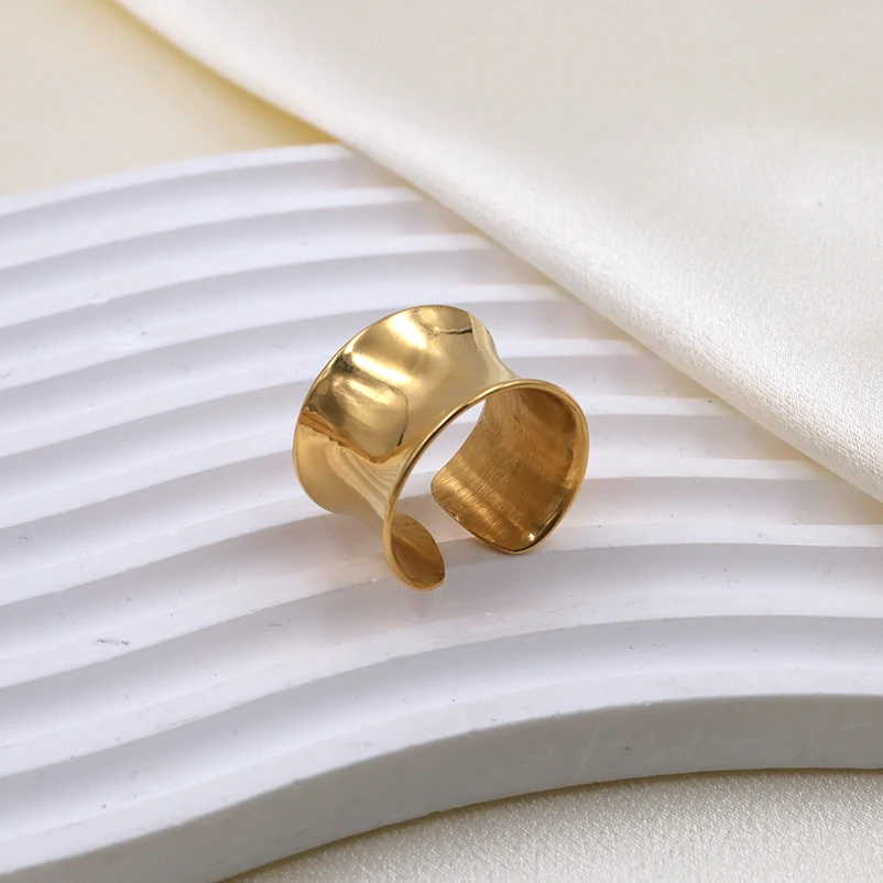 2024 Fashion Jewelry Personality Stainless Steel 14k 18k Gold Waterproof Adjustable Open Rings for Women Men Gift Jewelry