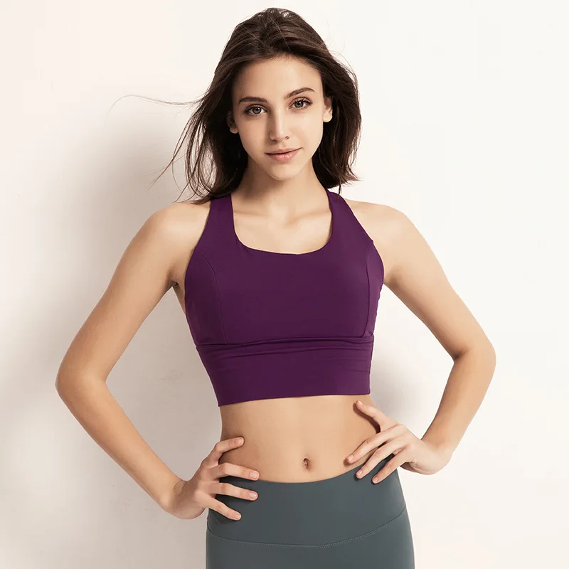 
Stock Beautiful back bra yoga underwear gathered shockproof belt chest pad sports bra vest yoga suit 