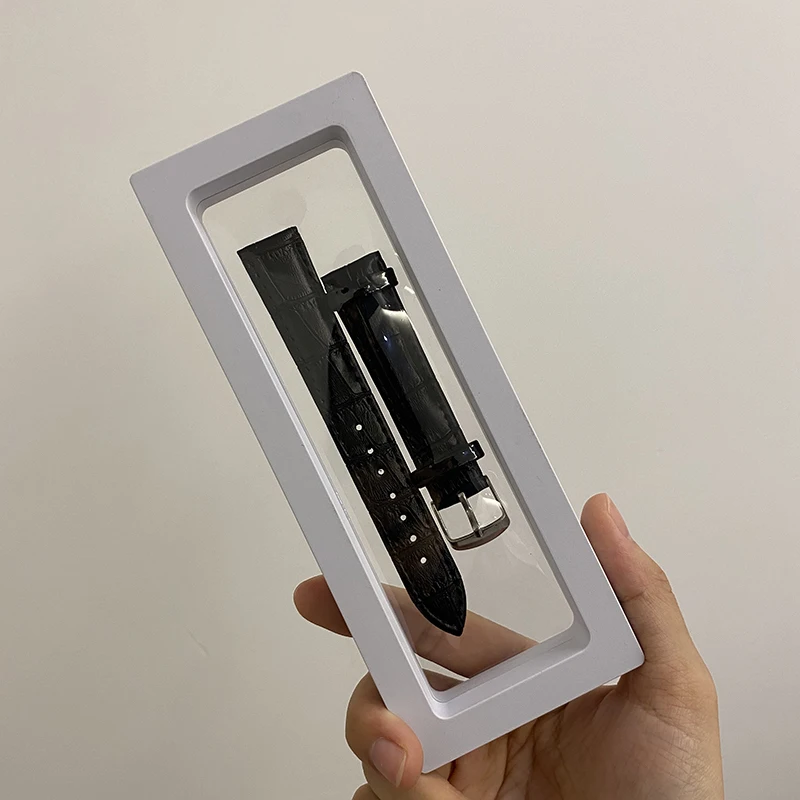 Packing box Oil Waxed Genuine Leather Watch Strap Watchband Light Brown Leather Watch Band Black