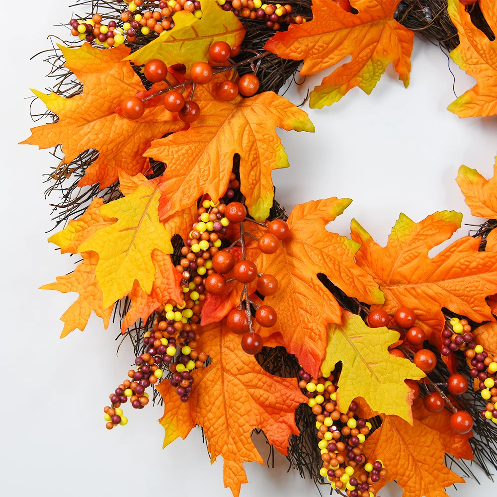 Autumn Thanksgiving wreath simulation maple leaf wreath ornament living room hanging decoration mall scene layout wreath
