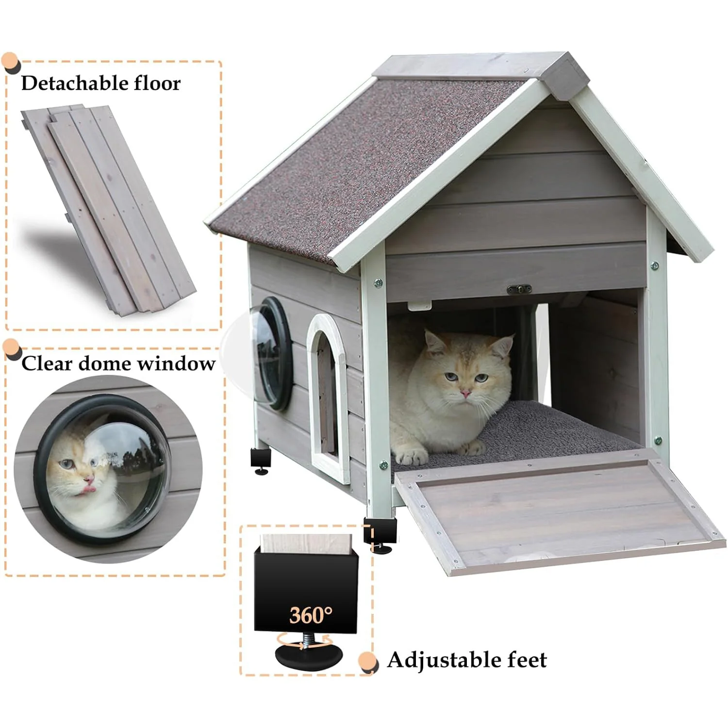 Attractive Plastic Features Hidden Wooden Cat Hut Comfortable Pet Beds  beautiful  wooden cat house both indoors and outdoors