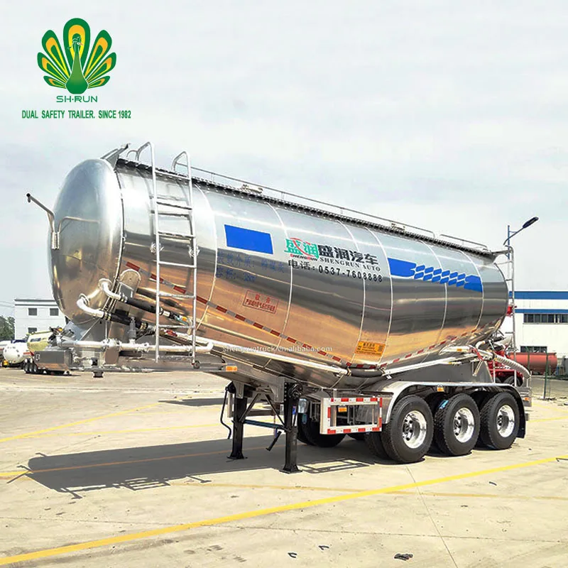 3 Axles 36 cbm V-shape Aluminum alloy Cement Tanker trailer single compartment