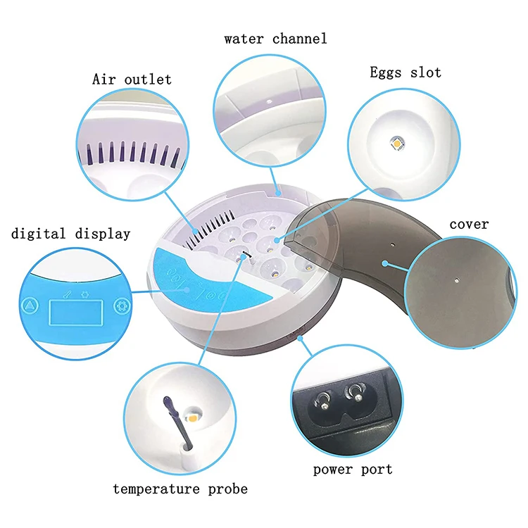 HHD Temperature Controller Electric Heating Small Incubator Hatching 9 Eggs