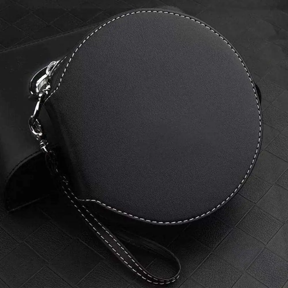 PU Leather 20 Capacity DVD Disc Storage Wallet Waterproof CD Case Holder Storage with Zipper Hand Strap for Travel Car Home