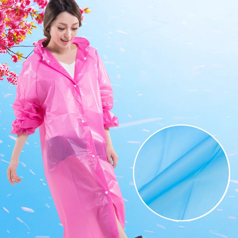 DD2254   Thick PEVA Poncho with Hoods and Sleeves Adults Outdoor Hiking Travel Camping Waterproof Raincoat Rain Wear
