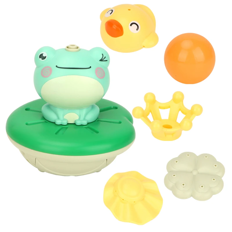 
Bath toy sprinkler kids water splashing cute frogs with 4 replaceable water spray modes shower nozzle for kids bathing toys gift 