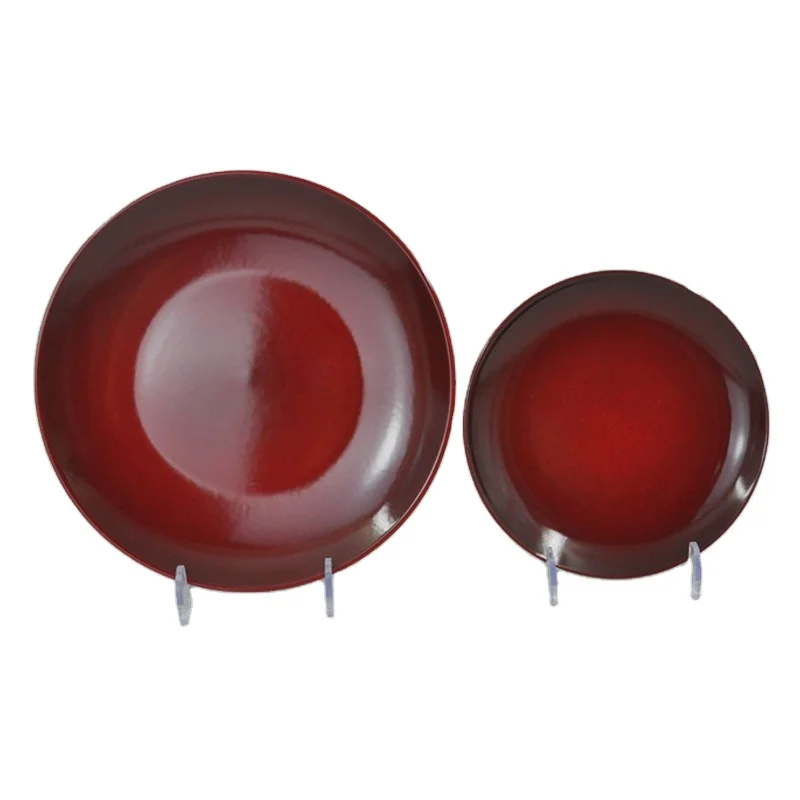 luxury Ceramic Dinner Plate Wine Red Glaze Dish plate set porcelain luxury dinnerware Kitchen Stoneware Plate Dishes