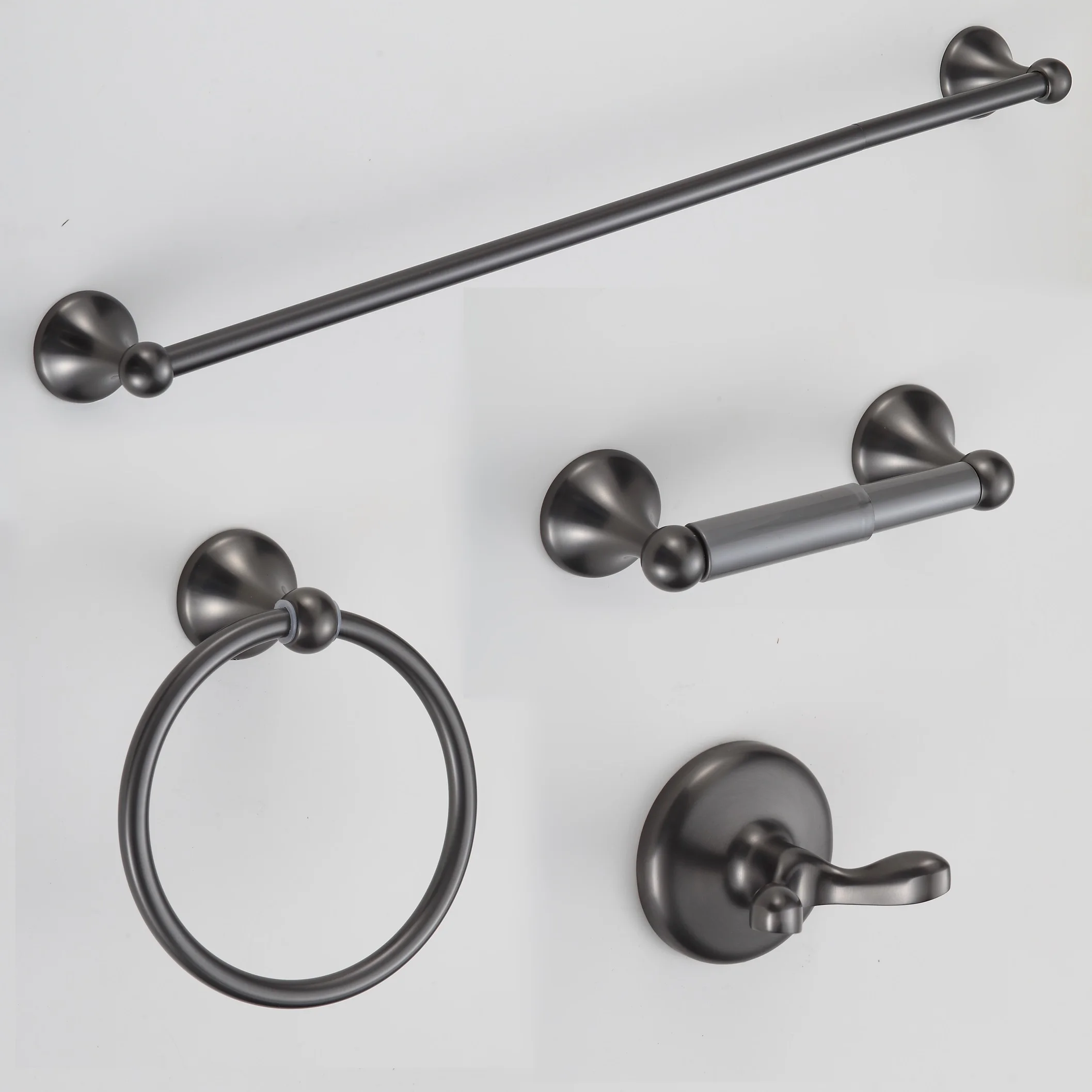 4 Piece Gun Grey zinc alloy wall mounted Bathroom Accessories Hardware set