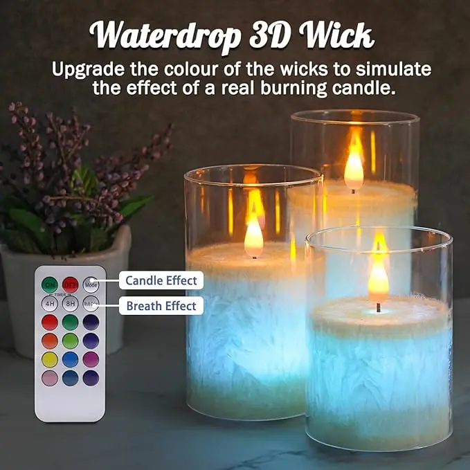 Wedding Centerpieces Holiday table Decorations Clear Acrylic Real Wax Color Changing Flameless Led Candles With Remote Control