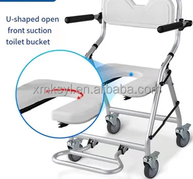China Factory Bathing Chair  Aluminum Height Adjustable Toilet Stool  folding Shower Chair For Elderly