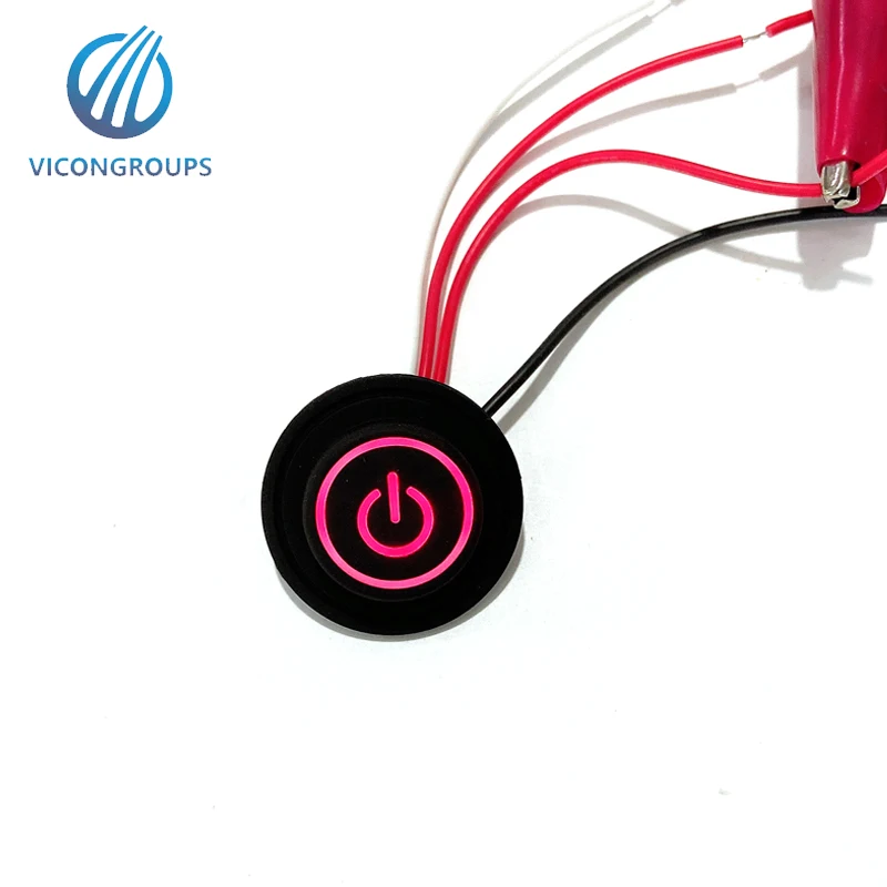 Illuminated push button switch with cable Illuminated symbol customized with cable